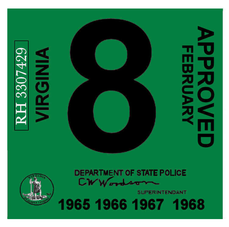 (image for) 1965 68 Virginia INSPECTION sticker